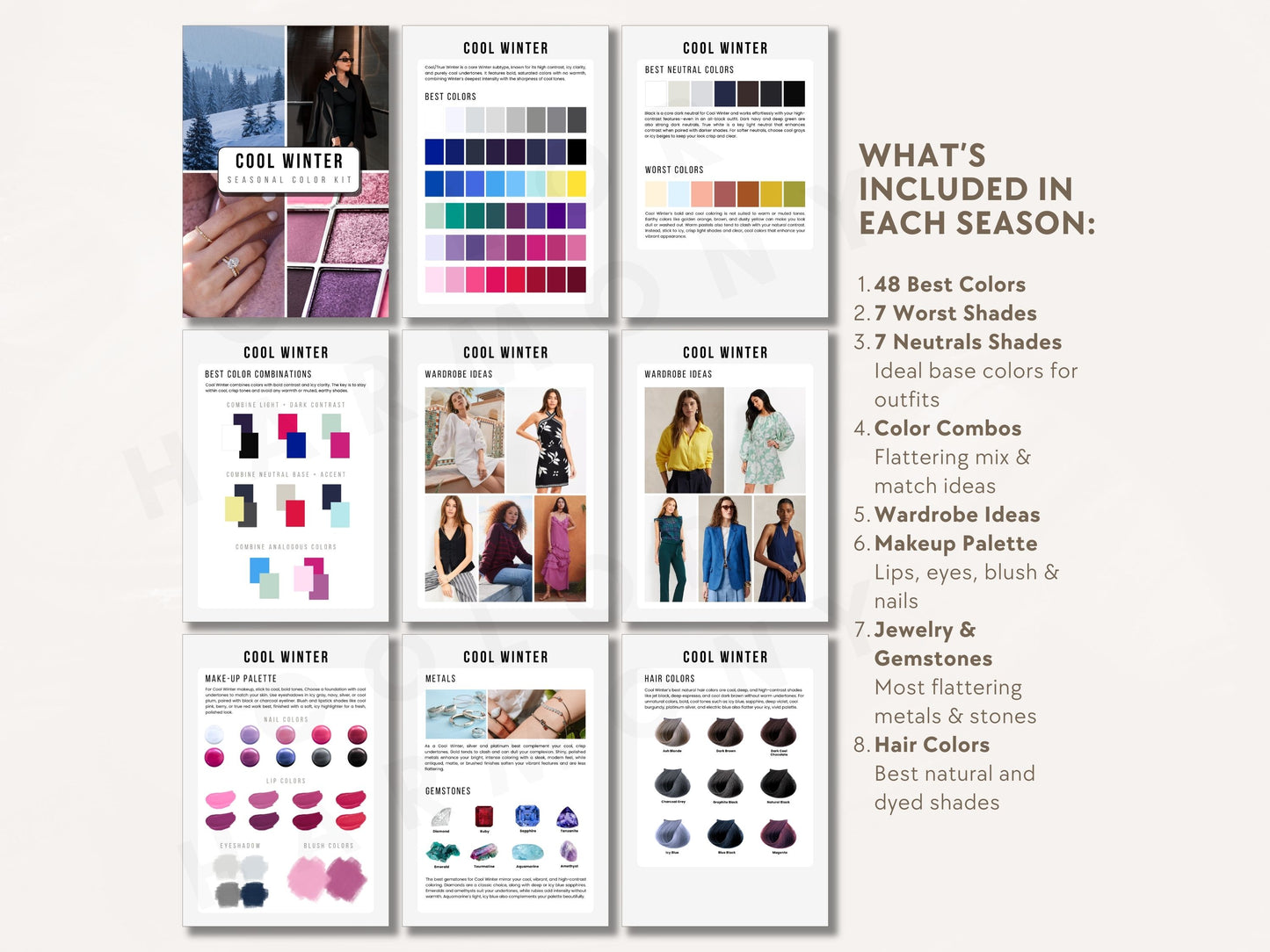 12 Seasonal Color Analysis Templates - Editable Canva Guide