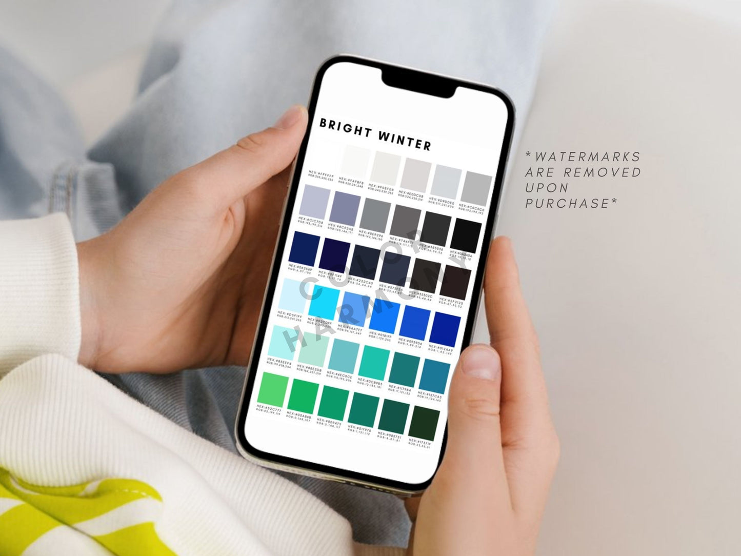 Digital 12 Seasonal Color Palette, 864 Colors with HEX & RGB Codes