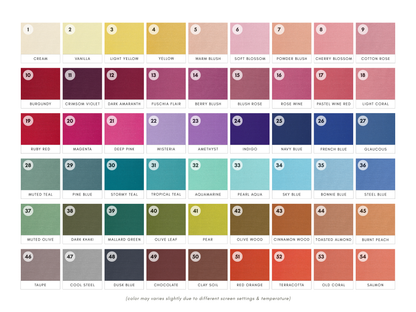 Seasonal Color Drapes for Color Analysis | Sub Season 54-Colors Set