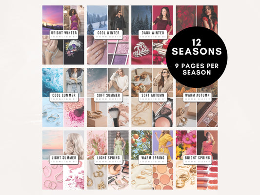 12 Seasonal Color Analysis Templates - Editable Canva Guide