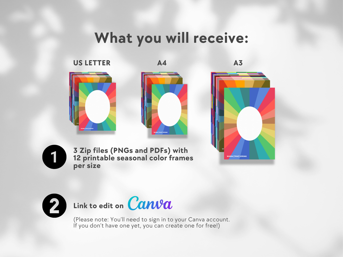 Editable Seasonal Color Face Frames - Canva Link with Printable Files