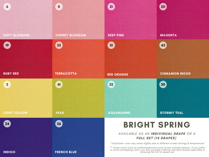 Seasonal Color Drapes for Color Analysis | Sub Season 54-Colors Set
