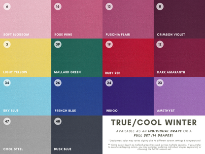 Seasonal Color Drapes for Color Analysis | Sub Season 54-Colors Set