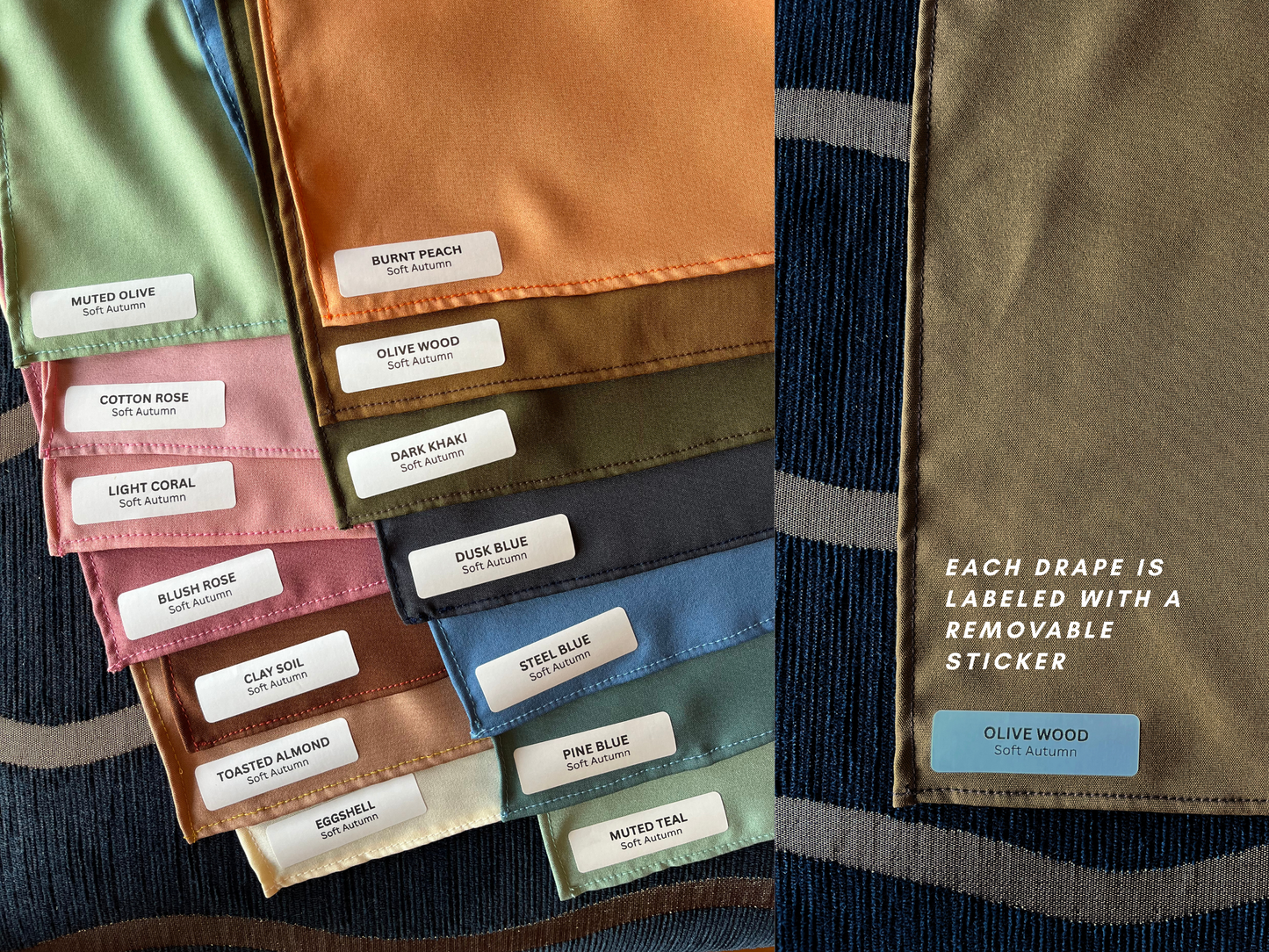 Seasonal Color Drapes for Color Analysis | Sub Season 54-Colors Set