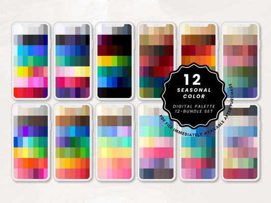 12 Seasonal Color Digital Palettes - Bundle